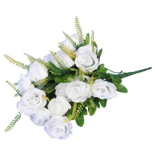 BUKIET SZTUCZNYCH RÓŻ - 20 SZTUK, KOLOR BIAŁY, WYSOKOŚĆ 54 CM
