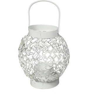 Biała Latarenka Metalowa na Świeczkę Tealight do Dekoracji Ogrodu i Tarasu