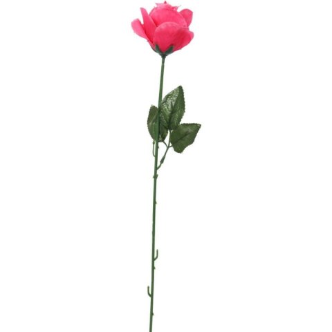 Róża sztuczna pojedynka w kolorze ciemno-różowym 68 cm
