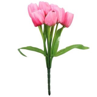 BUKIET 9 JASNO RÓŻOWYCH SZTUCZNYCH TULIPANÓW WYSOKIEJ JAKOŚCI, 38 CM