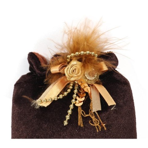ELEGANCKA ZAWIESZKA ŚWIĄTECZNA W KSZTAŁCIE WORECZKA - AKSAMITNA, BRĄZOWA