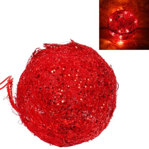 KULA ŚWIETLNA DO POWIESZENIA Z SIZALU CZERWONA 15 CM