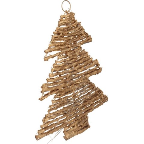 Złota Choinka Rattanowa - Zawieszka Świąteczna 30 cm