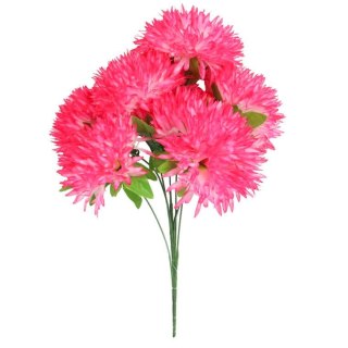 Biało-Różowy Bukiet Sztucznych Chryzantem Strzępiastych - Dekoracja na Wszystkich Świętych, 54 cm