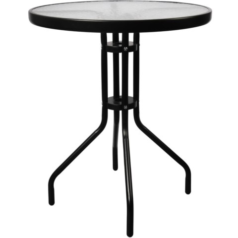 STOLIK OKRĄGŁY BISTRO OGRODOWY SZKLANY BALKONOWY 60 CM