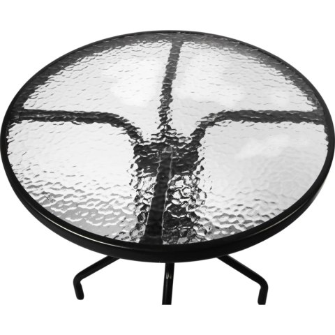 STOLIK OKRĄGŁY BISTRO OGRODOWY SZKLANY BALKONOWY 60 CM