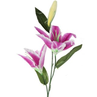Sztuczna Lilia Fioletowa o Wysokości 75cm - Gałązka z 2 Kwiatami