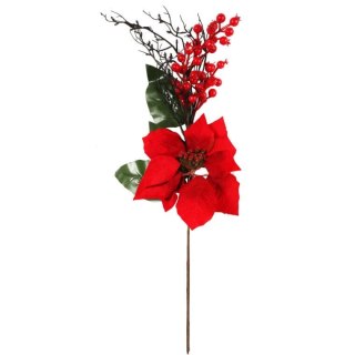 Czerwona Gałązka Jarzębiny z Gwiazdą Betlejemską 62 cm