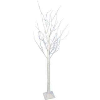 Drzewko dekoracyjne z białymi liśćmi i LED, 150cm, zewnętrzne IP44