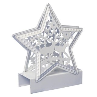 Metalowa Gwiazda Świąteczna LED zmieniająca kolory, biała, 13 cm, na baterie