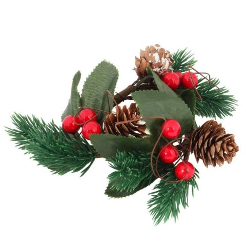 Wianek z jarzębiny z liśćmi stroik 9 cm