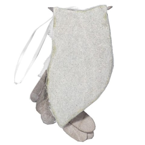 ZAWIESZKA ŚWIĄTECZNA WELUROWA SREBRZYSTA SOWA 17 CM
