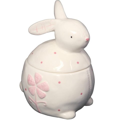 Figurka Wielkanocna - Ceramiczny Pojemnik w Kształcie Zająca, Biały, 20cm