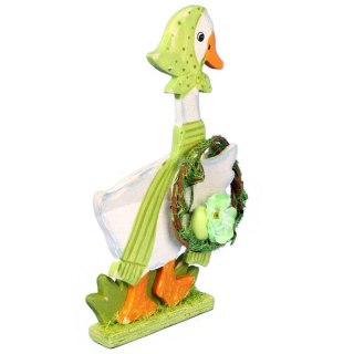 KACZUSZKA Z WIEŃCEM DEKORACJA DREWNIANA 14CM
