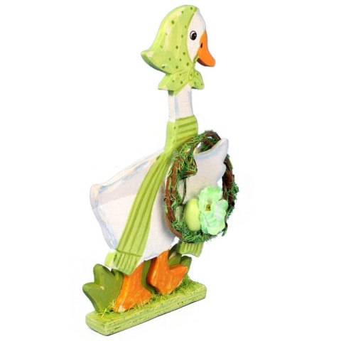 KACZUSZKA Z WIEŃCEM DEKORACJA DREWNIANA 14CM