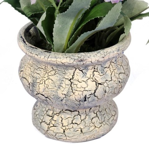 Kompozycja Sztucznych Kwiatów w Ceramicznym Doniczce 15cm - Fioletowa Lawenda