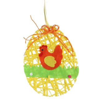 ZAWIESZKA JAJKO WIELKANOCNE Z RAFII 15CM POMARAŃCZOWE