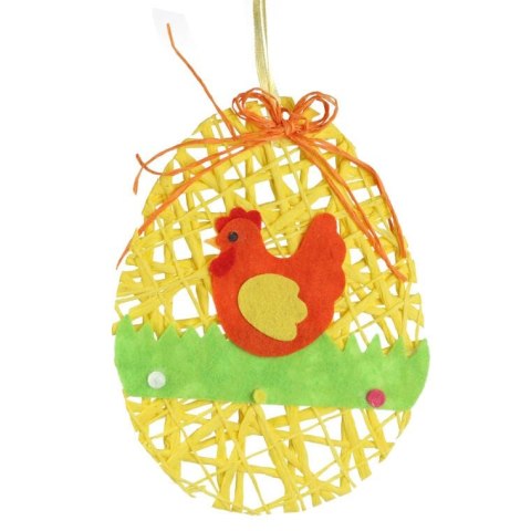 ZAWIESZKA JAJKO WIELKANOCNE Z RAFII 15CM POMARAŃCZOWE