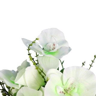 BUKIECIK 10 SZTUCZNYCH ORCHIDEI W KOLORZE BIAŁYM O WYSOKOŚCI 45 CM