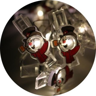LAMPKI 10 LED GŁOWA BAŁWANKA NA KLAMERKACH