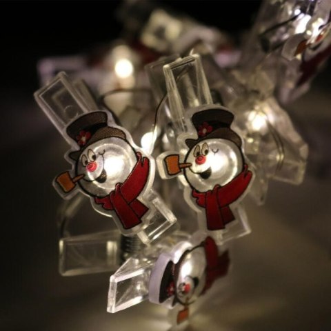 LAMPKI 10 LED GŁOWA BAŁWANKA NA KLAMERKACH