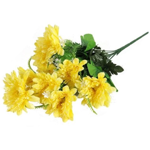Sztuczne Gerbery w Bukiecie - 9 Sztuk, Kolor Żółty, Wysokość 54 cm