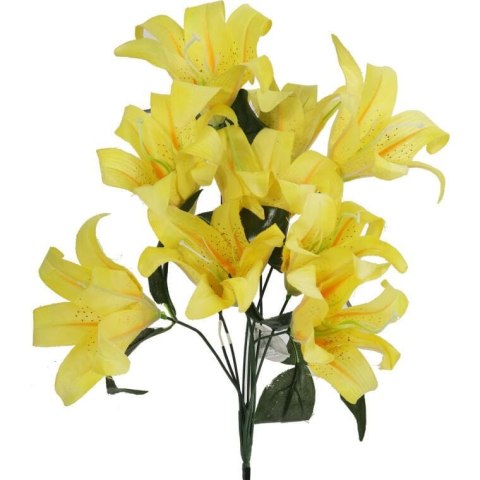 BUKIET 10 SZTUCZNYCH LILII KOLORU ŻÓŁTEGO - WYSOKOŚĆ 44 CM