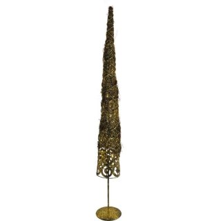 CHOINKA STOŻEK - RATTAN Z METALEM 98CM BRĄZOWA