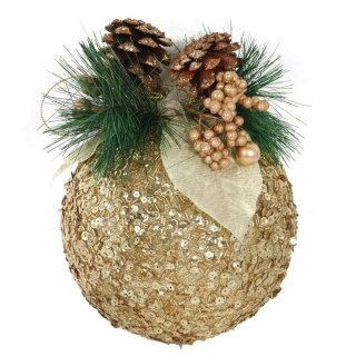 DUŻA DEKORACJA ŚWIĄTECZNA - KULA 20 CM ZAWIESZKA ZŁOTA