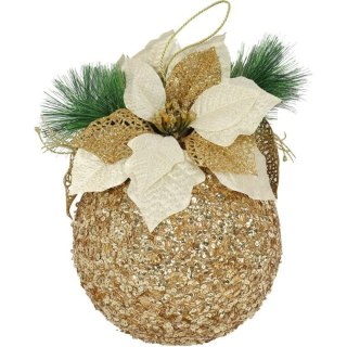 DUŻA DEKORACJA ŚWIĄTECZNA - KULA 30 CM ZAWIESZKA ZŁOTA