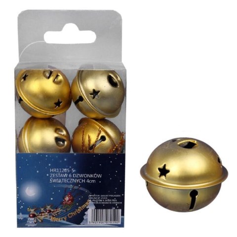 DZWONKI MIKOŁAJA 4 CM ZAWIESZKI ZŁOTE METALOWE