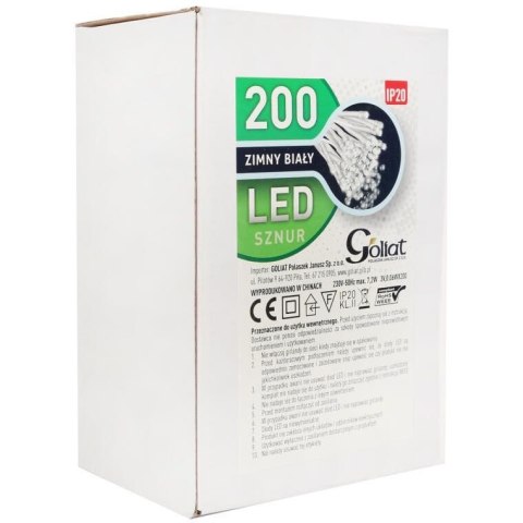 Lampki choinkowe 200 led zimny biały wewnętrzne biały kabel (białe opakowanie)
