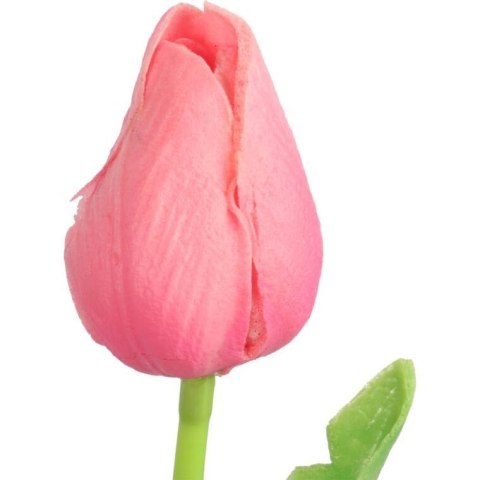 Sztuczny Tulipan Gumowany w Kolorze Różowym, Wysokość 34 cm