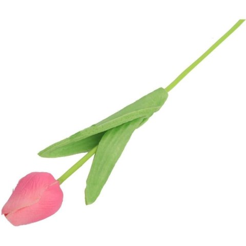 Sztuczny Tulipan Gumowany w Kolorze Różowym, Wysokość 34 cm
