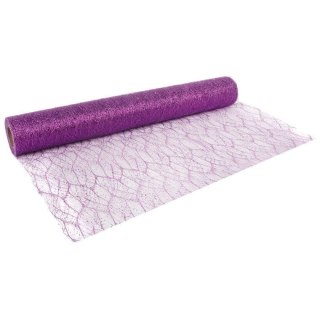 ORGANZA FIOLETOWA Z NADRUKIEM BROKATOWYM 0,50 x 10 m