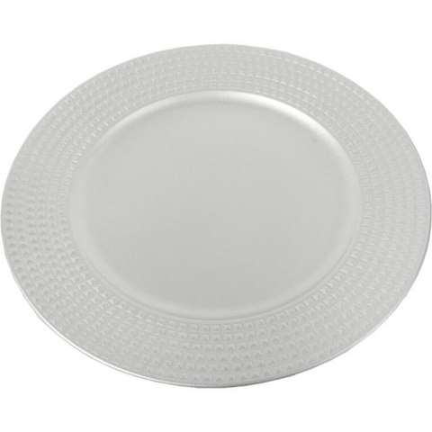 Podtalerz Dekoracyjny Srebrny Kwadraciki 33cm - Element Stolowego Nakrycia na Uroczystości i Święta