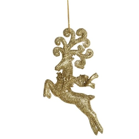 ZAWIESZKA DEKORACYJNA RENIFER BROKATOWY 18 CM ZŁOTY