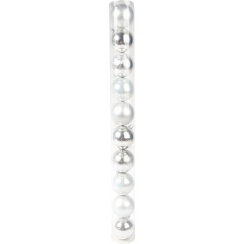 ZESTAW 10 BOMBEK PLASTIKOWYCH 6 CM SREBRNE