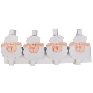 BARANKI KLAMERKI DREWNIANE 4SZT 7.5 CM WIELKANOC WIOSNA