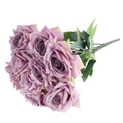 BUKIET 9 ROZWINIĘTYCH RÓŻ 48 CM KOLOR FIOLETOWY