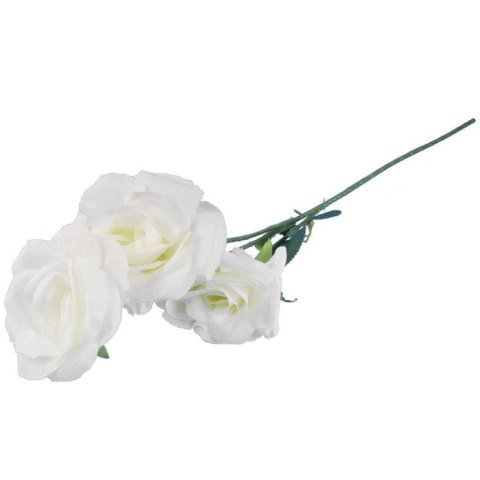 GAŁĄZKA 3 ROZWINIĘTYCH RÓŻ 68 cm KOLOR BIAŁY