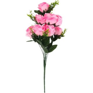 Bukiet 11 róż z bukszpanem 54 cm RÓŻOWY