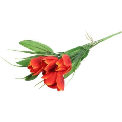 Bukiet 6 TULIPANÓW z trawką 34 cm POMARAŃCZOWY
