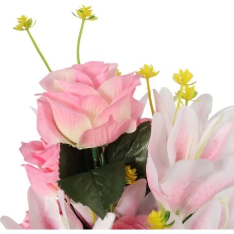 Bukiet mix lilii z różą 52 cm JASNO RÓŻOWY