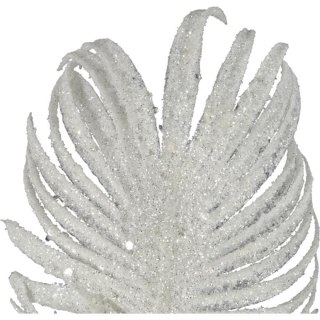 GAŁĄZKA BROKATOWA - 3 LIŚCIE PALMY 66 CM BIAŁA