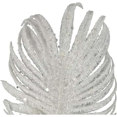 GAŁĄZKA BROKATOWA - 3 LIŚCIE PALMY 66 CM BIAŁA