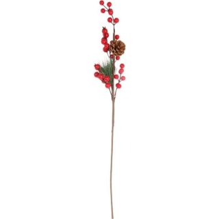 GAŁĄZKA ŚWIERKOWA z JARZĘBINĄ 60 CM czerwona