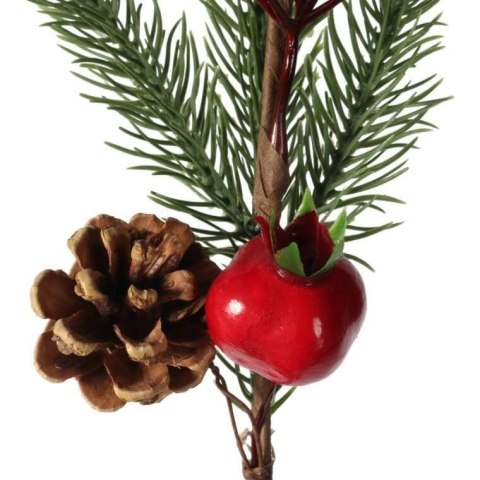 GAŁĄZKA ŚWIERKOWA z JARZĘBINĄ OŚNIEŻONA 34 CM czerwona