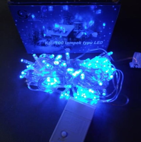Komplet Niebieskich Lamp Choinkowych 100 LED - Zgodny z Normami UE, Odporny na Warunki Atmosferyczne, Z Programatorem 8 Funkcji,