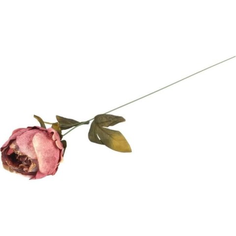 PIWONIA WELUROWA Z BROKATEM 62 CM RÓŻOWA